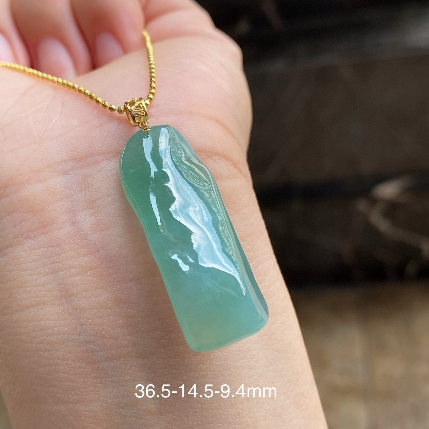 Freeform Jade Pendant - 18K Gold