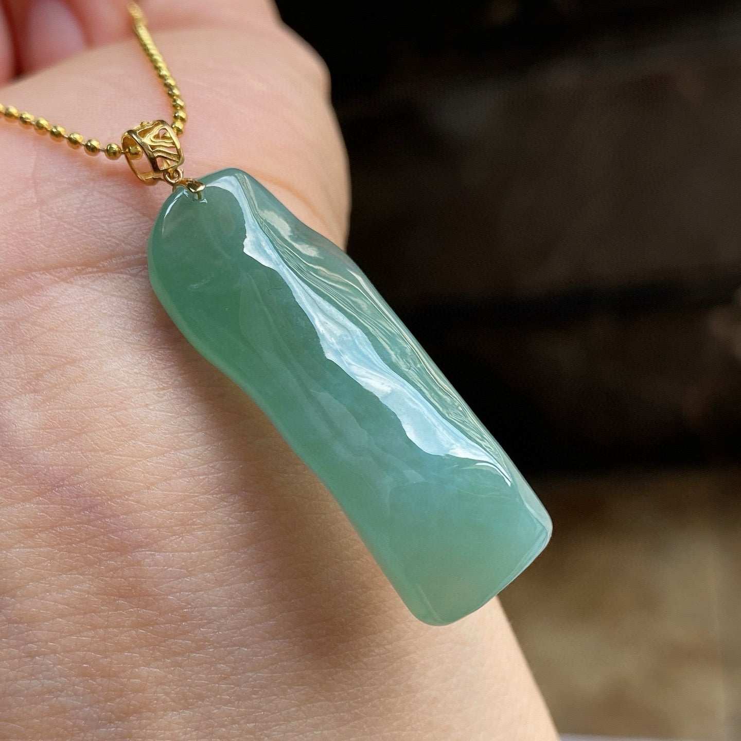 Freeform Jade Pendant - 18K Gold
