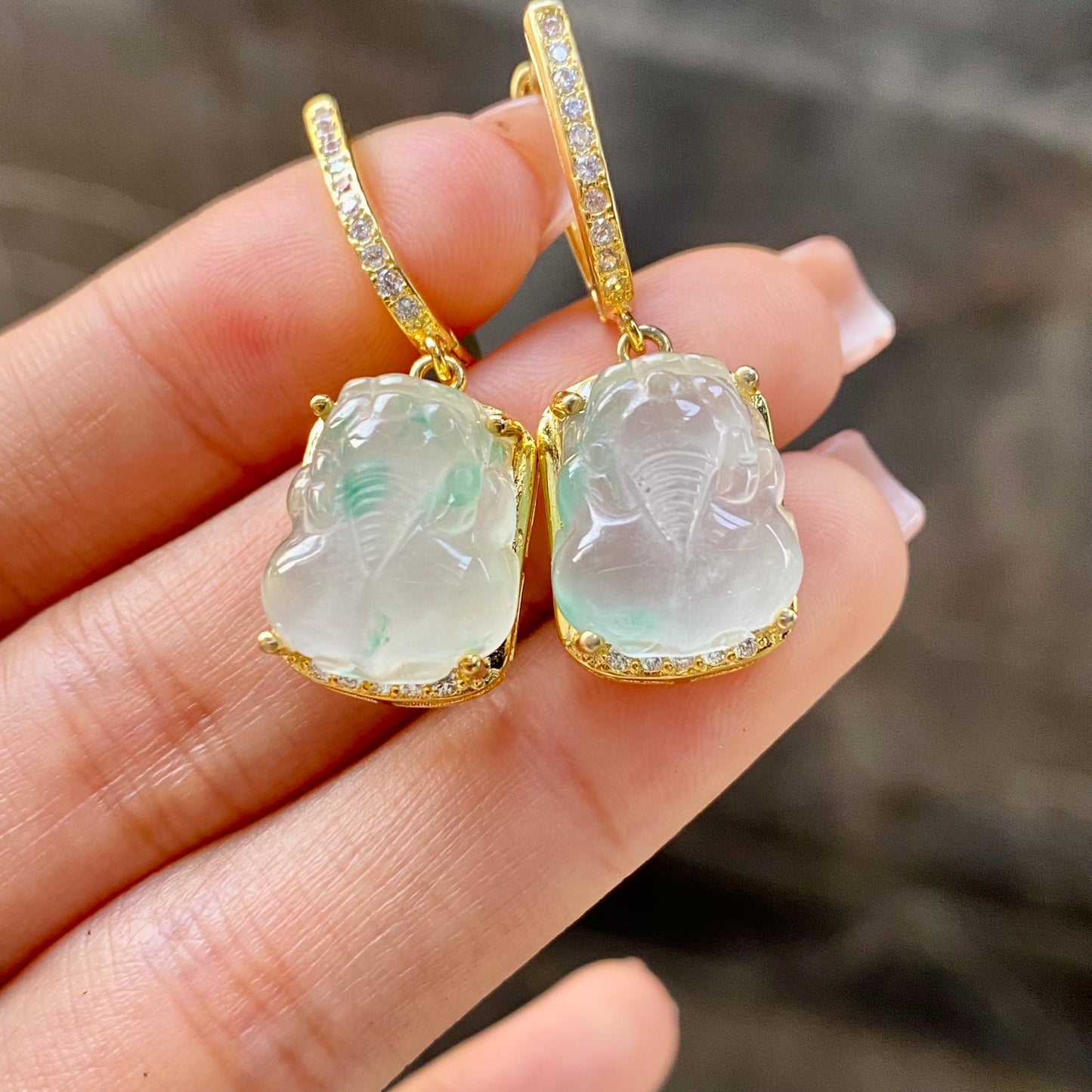 Jade - Boucles d’oreilles en Jade Bing Piao Hua – Pixiu