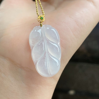 Jade - Pendentif Jade blanc feuille
