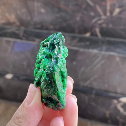 Green Jade "MeiHua" Plum Blossom Pendant