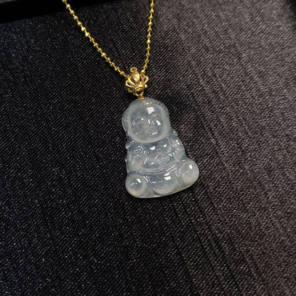 Jade - Pendentif petit bouddha blanc