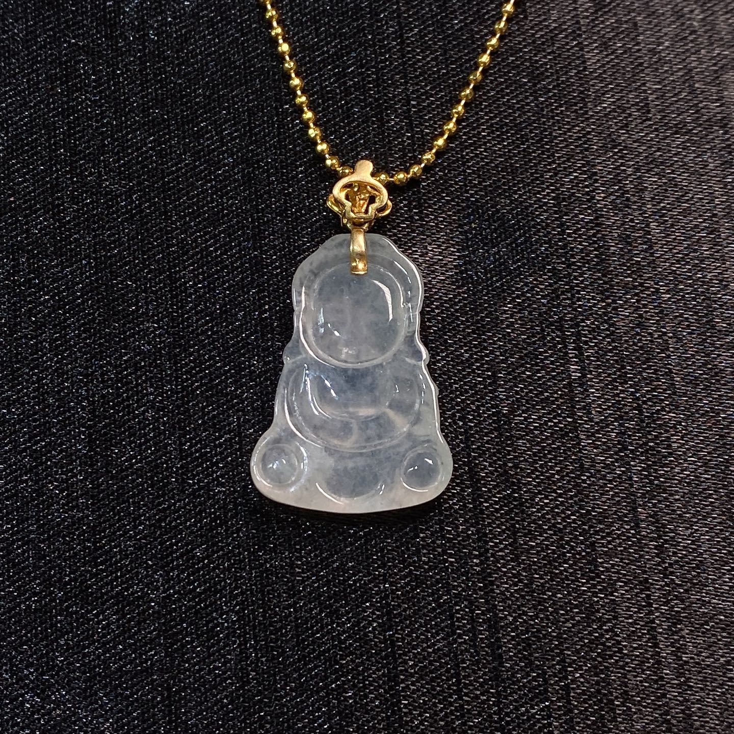 Jade - Pendentif petit bouddha blanc