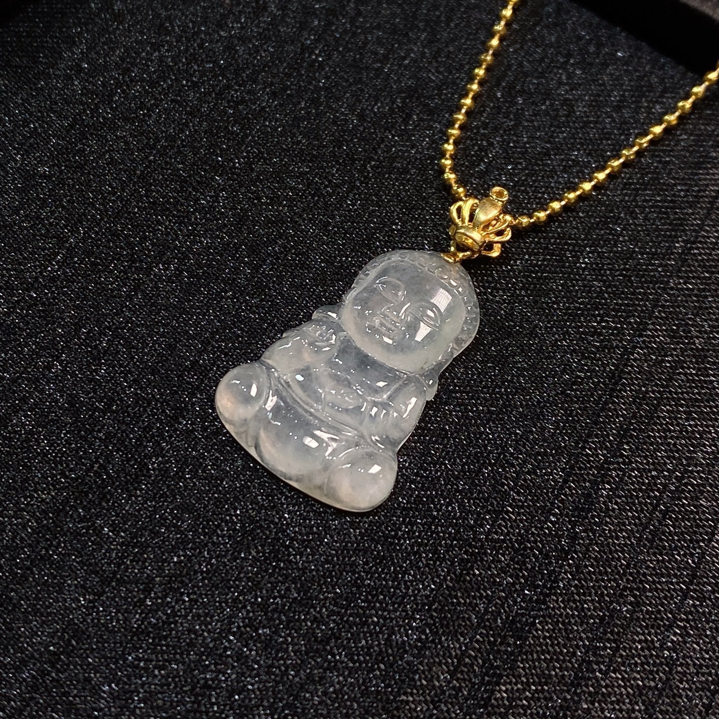 Jade - Pendentif petit bouddha blanc